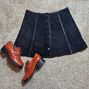 Whimsygoth Black 100% Leather Mini Skirt Woman's Size7/8